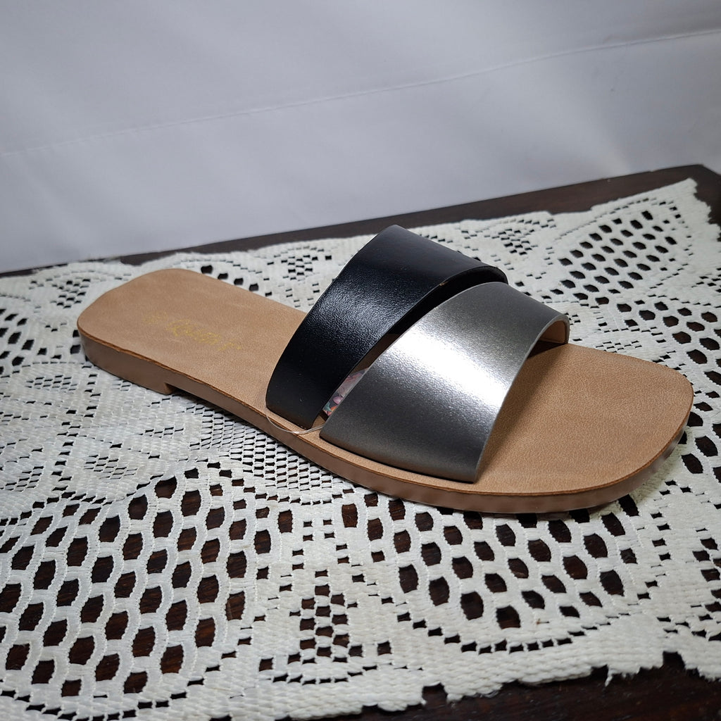 Sandalia negro con plateado
