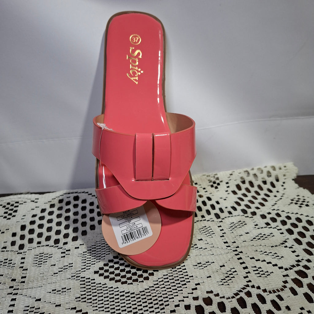 Sandalia brillante fucsia