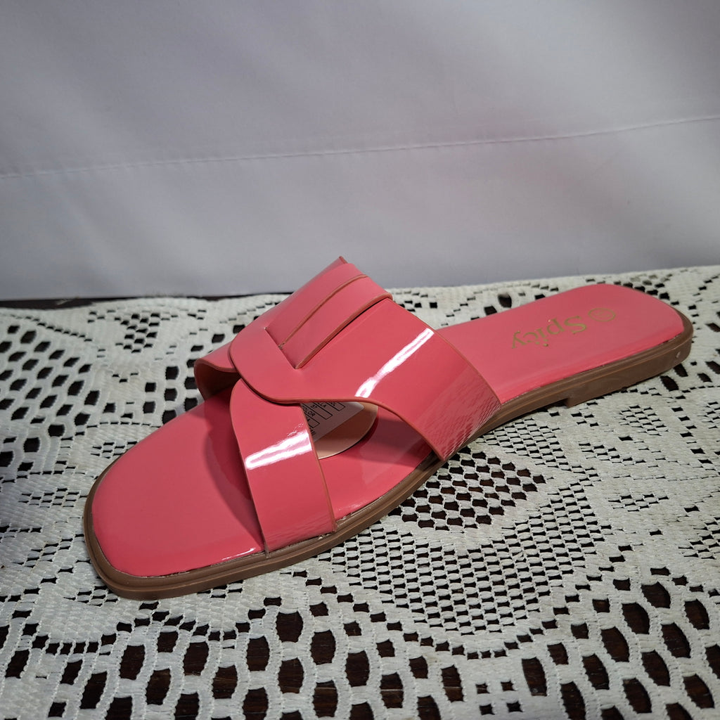 Sandalia brillante fucsia